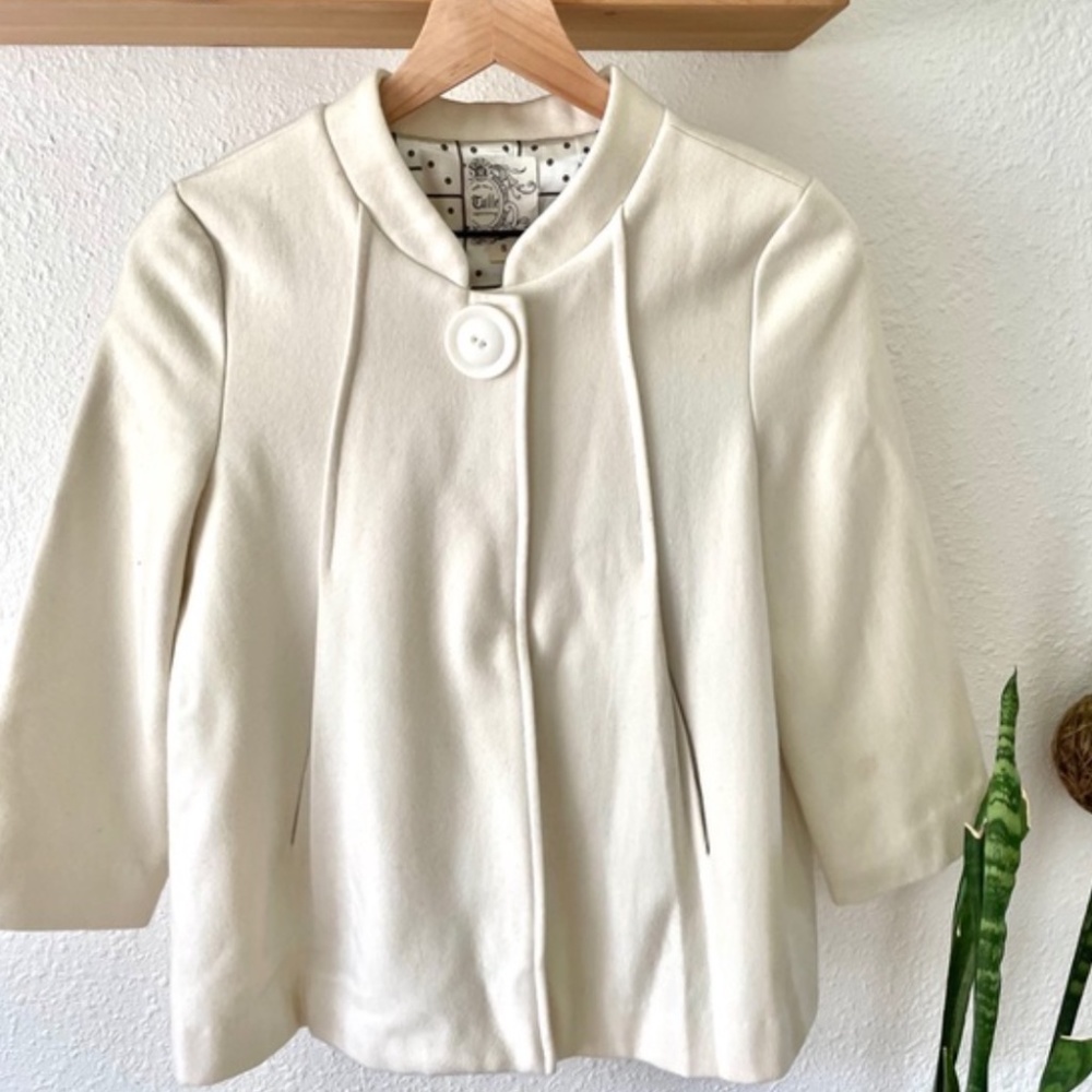 Anthropologie Tulle cream colored wool car coat